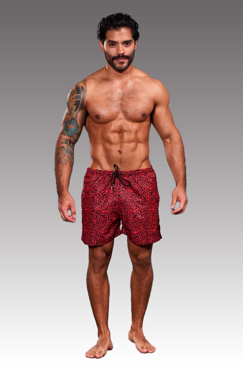 Equal Swimwear Short Grecas Rojo