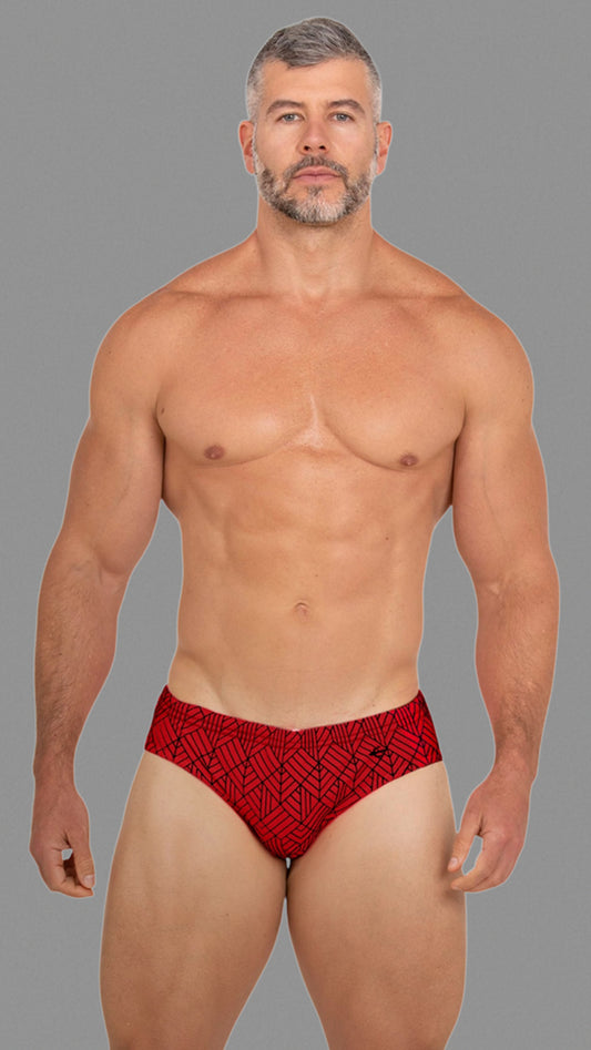 Equal Swimwear Brief Geometría Rojo