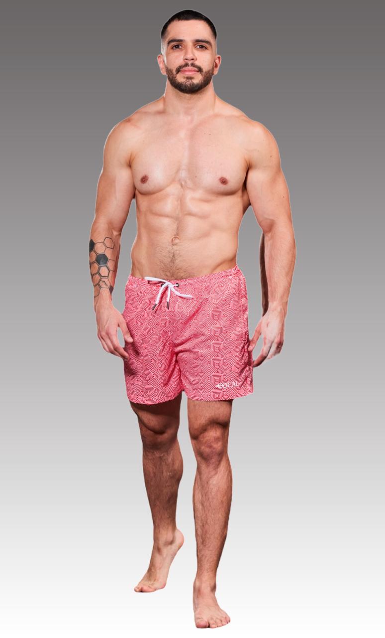 Equal Swimwear Short Geometría Rojo