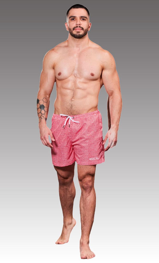 Equal Swimwear Short Geometría Rojo